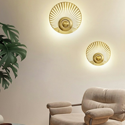 Metallic Circular Wall Mount Light Simplicity LED Golden Flush Wall Sconce for Bedroom