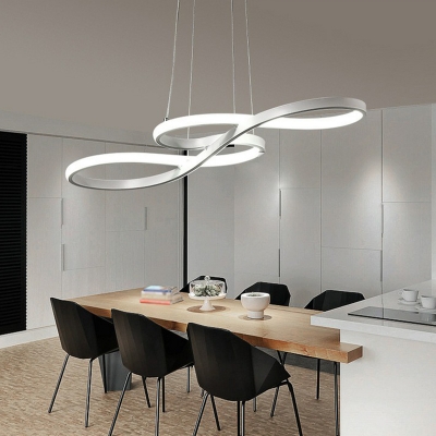 Modern Dining Room Metal Linear LED 1-Light Island Pendant Music Note Island Light
