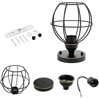 Retro Industrial Ceiling Light Globe Metal Shade with 1 Light Circle Ceiling Mount Semi Flush Ceiling Fixture for Hallway