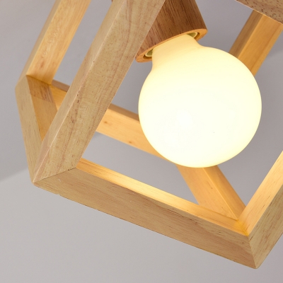 Semi Flush Mount Lighting Metal Nordic 1 Light Semi-Flush Mount Ceiling Light in Wood for Corridor