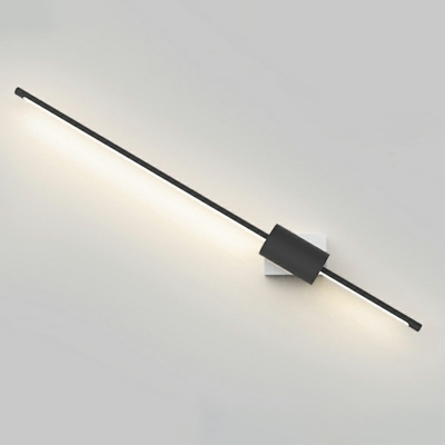 Slim Stick Wall Mount Lighting Minimalist 6.5 Inchs Wide Metallic LED Hallway Surface Wall Sconce in Black