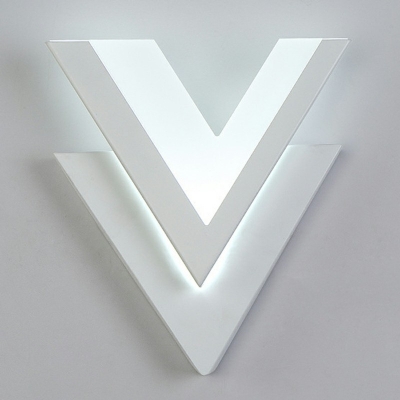 V-Shaped Modern Living Room Wall Lamp Acrylic Shade White LED 1-Light Wall Sconce