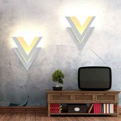 V-Shaped Modern Living Room Wall Lamp Acrylic Shade White LED 1-Light Wall Sconce