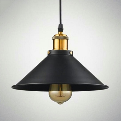 Vintage Industrial Style Mini Hanging Light 9 Inchs Wide Saucer Shade Metal Suspended Light for Bedroom in Black