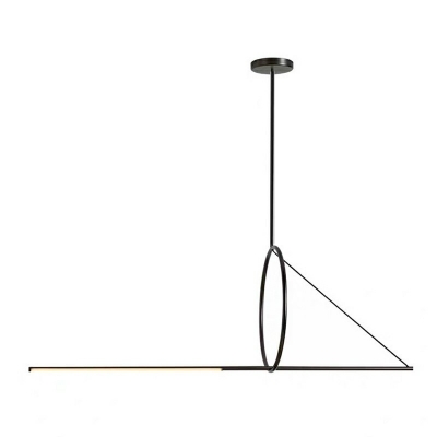 Acute Angle and Circle Metal Drop Lamp Contemporary LED Island Lighting Ideas in Black