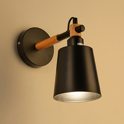 Barrel Shape Wall Lighting Modern 1 Head 11 Inchs Wide Iron Wall Lamp Fixture with Swing Arm