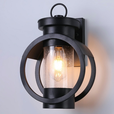 Black Clear Glass Wall Lighting Rectangle 1 Head Industrial Style Wall Mounted Lamp for Outdoor