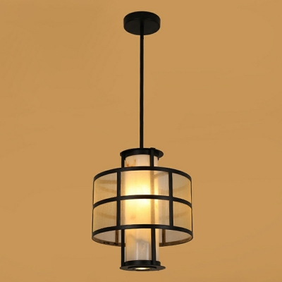 Black Fabric Pendant Lighting Macaron 59 Inchs Height Single Head Suspension Light for Dining Room