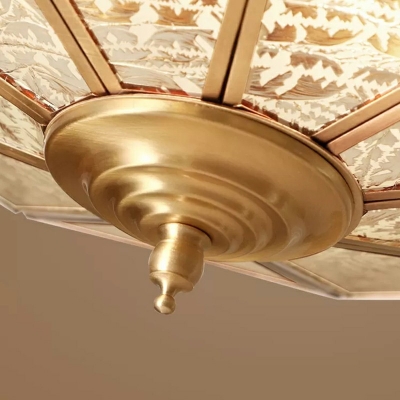 Colonial Style Brass Flush Mount Ceiling Light Fixture Glass Dome Ceiling Lighting for Kitchen