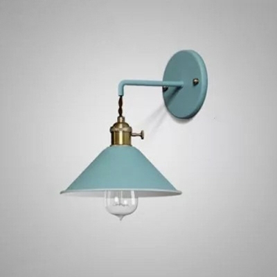 Colorful Metal Wall Mount Lamp Cone Shape Macaroon 8 Inchs Wide Style Single Light Sconce for Bedroom