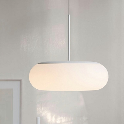 Drum Shade Modern Living Room Pendant White Plastic Hanging Lamp in 3 Colors Light