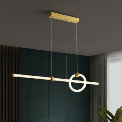 Linear and Ring Simplicity LED Island Light 8 Inchs Height Modern Dining Room Gold Acrylic Shade Island Pendant