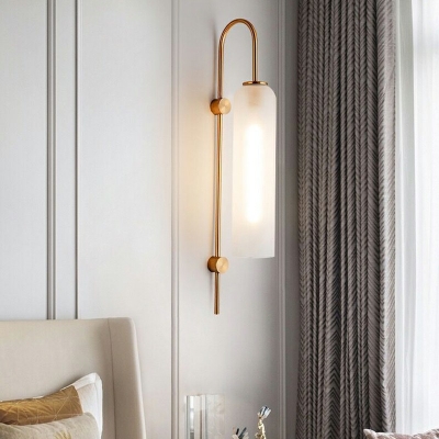 Living Room Wall Lighting Nordic Modern Single Light 27.5 Inchs HeightWall Light Ideas with Glass Shade