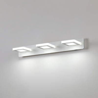 Modern Metal Rectangle Backplate Mirror Front Lamp White Acrylic Shade Wall Lamp