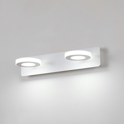 Modern Metal Rectangle Backplate Mirror Front Lamp White Acrylic Shade Wall Lamp