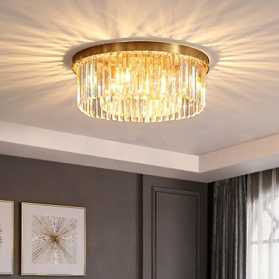 Modern Round Flushmount Crystal LED Gold Flush Mount Ceiling Light for Bedroom