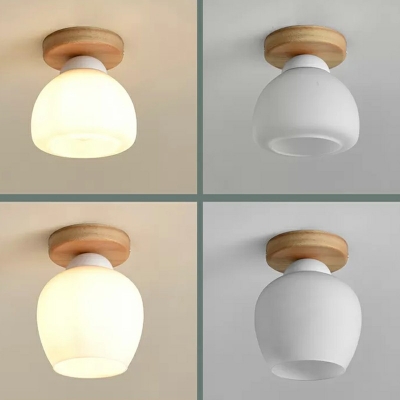 Opal Glass Ceiling Mount Light Fixture Modern Style 1 Light Aisle Close To Ceiling Lamp