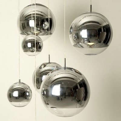 Pendulum Shape Mini Pendant Minimalist Glass 1 Head Art Deco Ceiling Pendant Lamp in Silver
