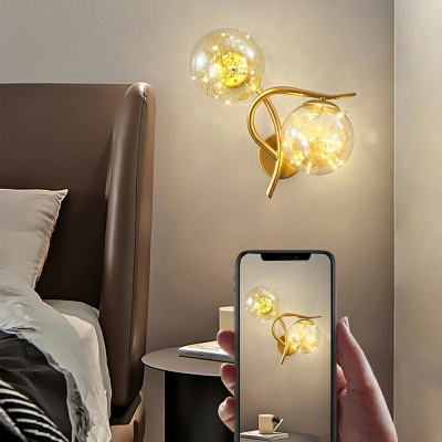 Star Wall Lamp Nordic Warm Light Ambient Lighting Sconce Light for Bedside with Ball Glass Shade