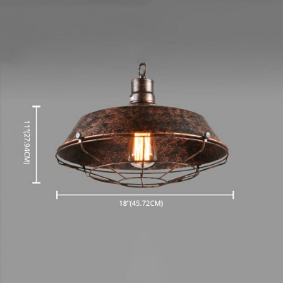 1 Light Bowl Metallic Rust Pendant Lighting Hanging Light Fixture for Restaurant