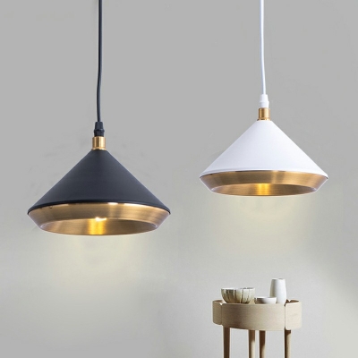 1-Light Cone Metal Shade Hanging Light Mini Suspension Lamp for Bedroom