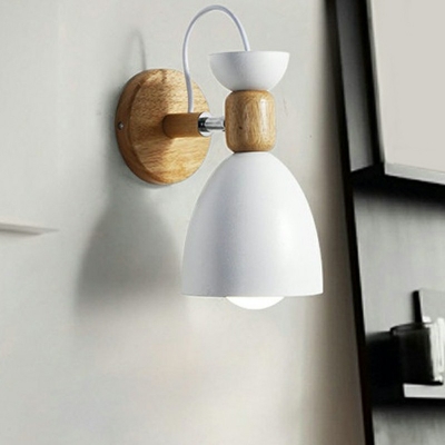 1 Light Dome Wall Light Simple Style Metal Rotatable 9 Inchs Height Sconce Light with Macaron Color for Bedroom