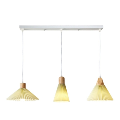 Beige Fabric Pendant Modern Living Room Detail Suspension Lighting in Wood with 59 Inchs Height Adjustable Cord