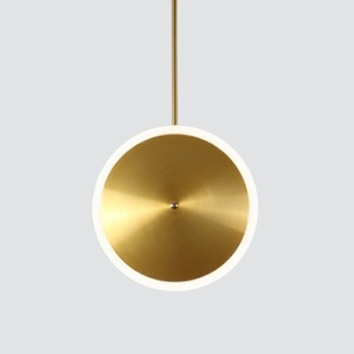 Contemporary Disc LED Pendant Light Metal Warm Light Drop Light in Gold for Bedroom