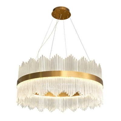 Contemporary Modern Pendant Crystal Shade LED Light Brass Ceiling Mount in Second Gear Light