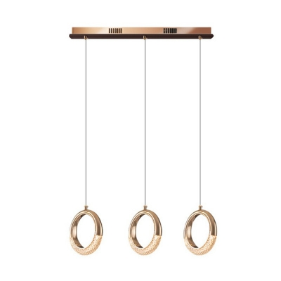 Decoration Pendant Postmodern Bedroom Gold Arcylic Ring LED Hanging Lamp