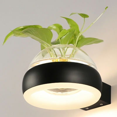 Indoor Green Plant Sconce Light Dome Shape 8 Inchs Wide Nordic Creative Wall Lamp for Bedroom in White Light