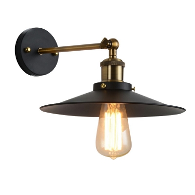 Industrial Wrought Iron Single Light Barn Shade 10.5 Inchs Wide Wall Sconce in Black for Barn Farmhouse Porch