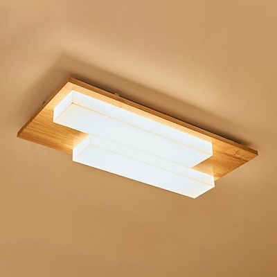 Japanese Style Ultra-Thin Ceiling Lamp Solid Wood Master Bedroom Lamp Rectangular Flush Mount Light