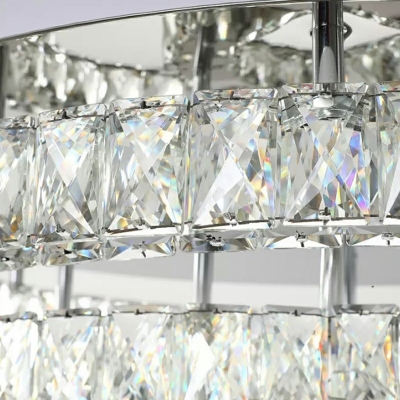 LED Crystal Flush Mount Modern Round Ceiling Mounted Light in Chrome