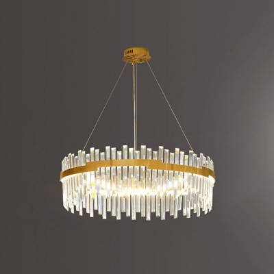 Modern Dining Room Lighting K9 Crystal Pendant Round Shape Gold Bedroom Chandelier