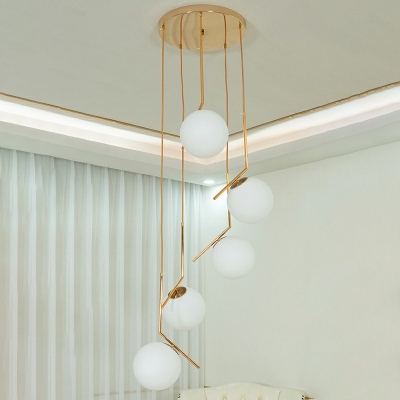 Modern Living Room Ball Shade Pendant made of White Glass Suspension Lighting