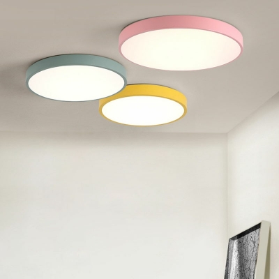 Nordic Circle Flush Ceiling Light Metal Bedroom Arcylic Shade 2 Inchs Height LED Flushmount Lighting