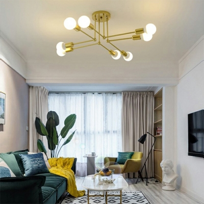 Open Bulb Living Room Ceiling Light Metal 9 Inchs Height Modern Style Semi Flush Ceiling Light