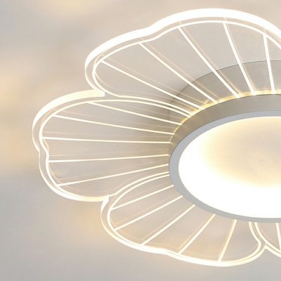 White Flower Shape Minimalist LED Ceiling Light with Acrylic Shade Living Room Flush Mount Lighting