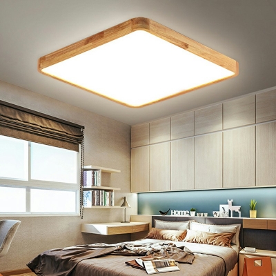 Beige LED Flush Mount Light Asian Style Acrylic 3 Inchs Height Ceiling Lamp for Bedroom