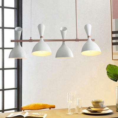 Funnel Shape Kitchen Bar Island Pendant Metal Modern Adjustable Hanging Lamp in White