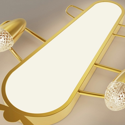 Golden Airplane Boys Bedroom Flush Lighting Metallic LED Cartoon Flush Mount Fixture in 3 Colors Light