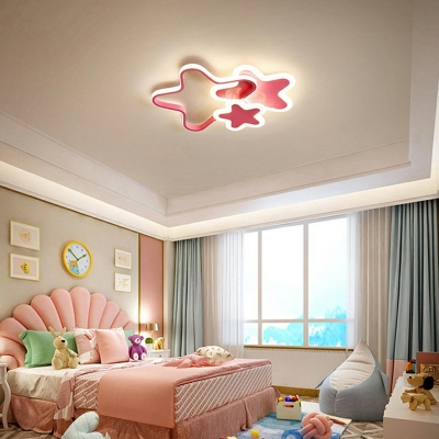Kids Style Heart Shape Flushmount Metallic LED Ceiling Light for Bedroom