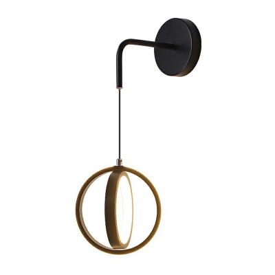 Mini Wall Sconce Round Double Rings Simple Wall Spotlight with Long Arm for Study Room