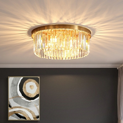 Modern Round Flushmount Crystal LED Gold Flush Mount Ceiling Light for Bedroom