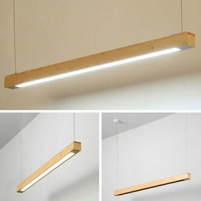 Modern Wood Pendant Light Linear Ceiling Fixture 3