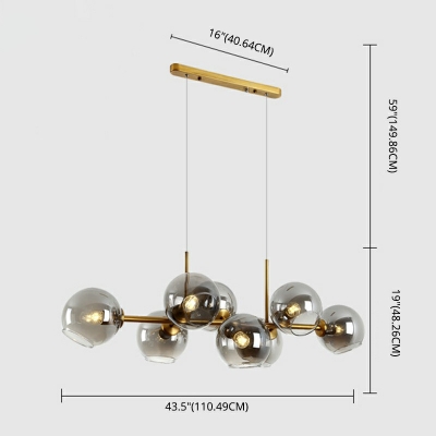 Post-Modern Molecule Island Lighting Kitchen Bar 43.5 Inchs Wide Pendant Lamp with Glass Globe
