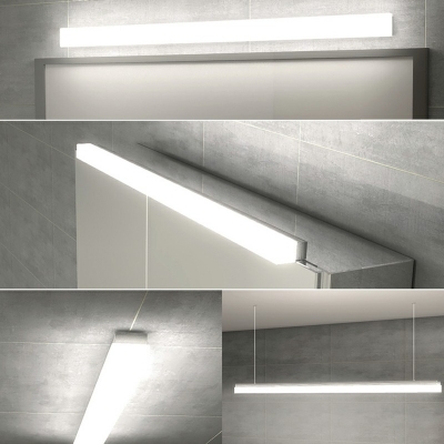 Rectangle Acrylic Minimalist Mirror Front Lamp Simplicity White Metal LED 1-Light Wall Lamp