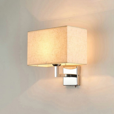 Rectangle Fabric Wall Mount Lamp Minimalist 1 Head 11 Inchs Height Wall Sconce Lighting for Bedroom