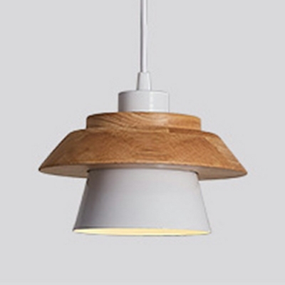 Single-Bulb Wooden Conical Shape Suspension Pendant Hanging Lights for Dining Room